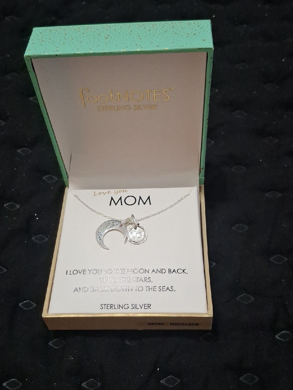 Footnotes Sterling Silver 'Love You Mom' Crescent & Disc Necklace - Silver